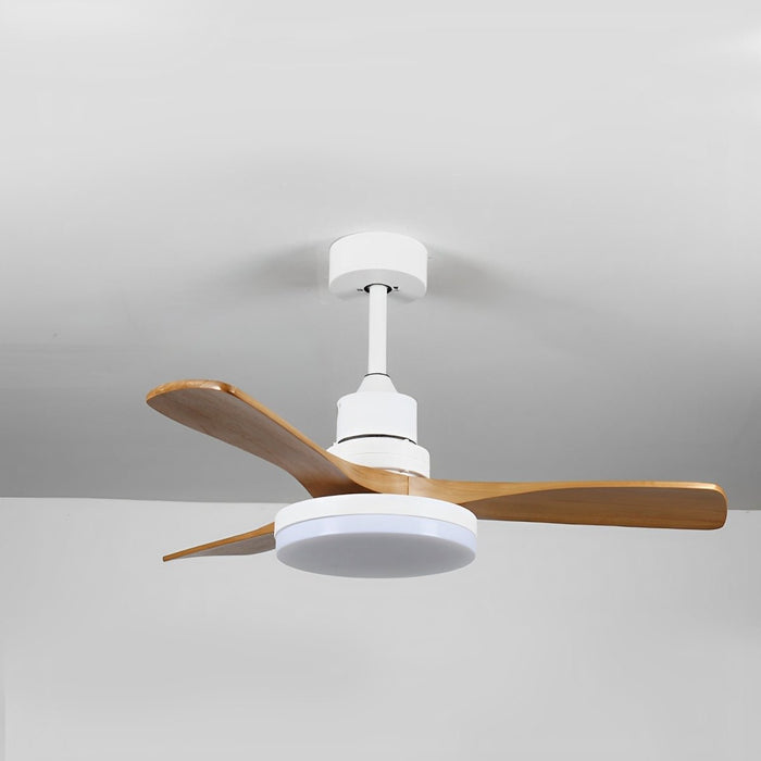 Vintage DC Motor Reverse Variable Frequency Ceiling Fan Light - Walnut Finish, Remote Control, Dimmable LED