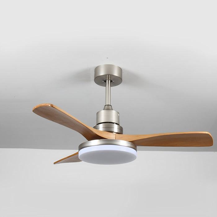 Vintage DC Motor Reverse Variable Frequency Ceiling Fan Light - Walnut Finish, Remote Control, Dimmable LED
