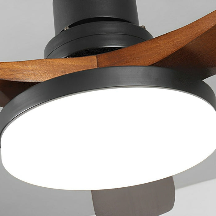 Vintage DC Motor Reverse Variable Frequency Ceiling Fan Light - Walnut Finish, Remote Control, Dimmable LED
