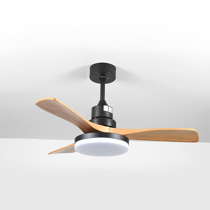 Vintage DC Motor Reverse Variable Frequency Ceiling Fan Light - Walnut Finish, Remote Control, Dimmable LED