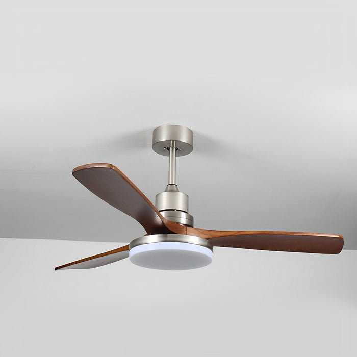 Vintage DC Motor Reverse Variable Frequency Ceiling Fan Light - Walnut Finish, Remote Control, Dimmable LED