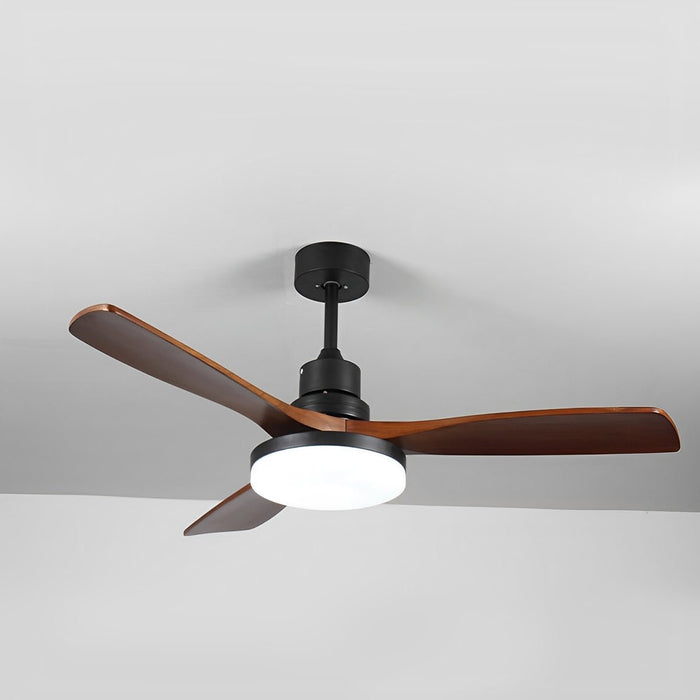 Vintage DC Motor Reverse Variable Frequency Ceiling Fan Light - Walnut Finish, Remote Control, Dimmable LED