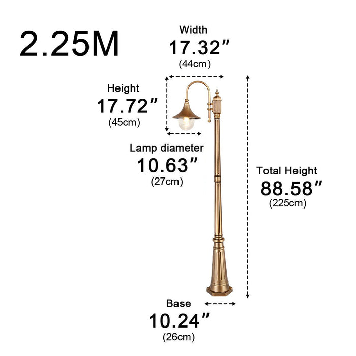 Vintage Waterproof Flared LED Outdoor Pathway Pole Light - Street Light, High Mast Lighting / Lamp Post, Garden Driveway