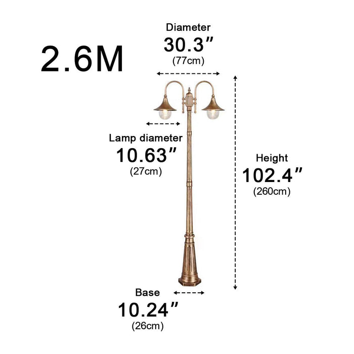Vintage Waterproof Flared LED Outdoor Pathway Pole Light - Street Light, High Mast Lighting / Lamp Post, Garden Driveway