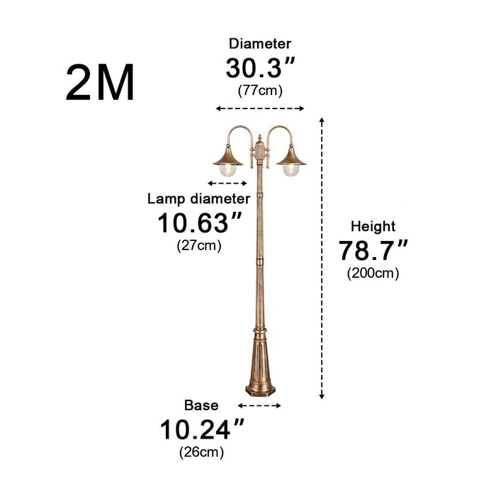 Vintage Waterproof Flared LED Outdoor Pathway Pole Light - Street Light, High Mast Lighting / Lamp Post, Garden Driveway