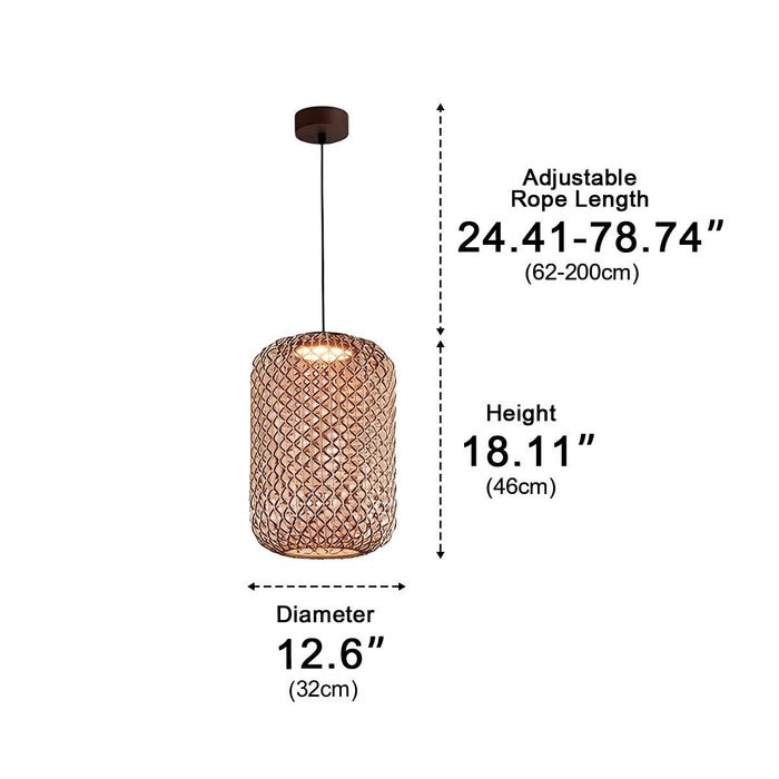 Vintage Rattan LED Outdoor Ceiling Lantern - Waterproof, Rustic Style, Patio Lighting