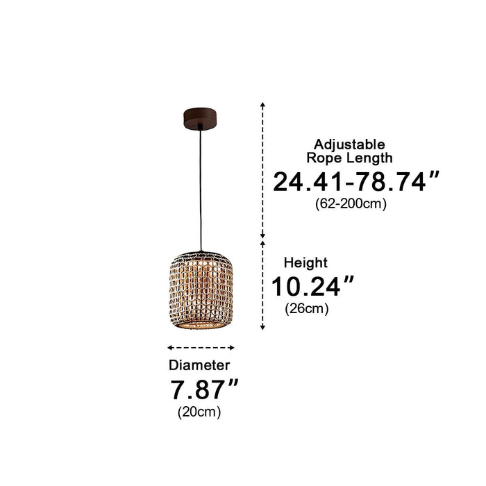 Vintage Rattan LED Outdoor Ceiling Lantern - Waterproof, Rustic Style, Patio Lighting