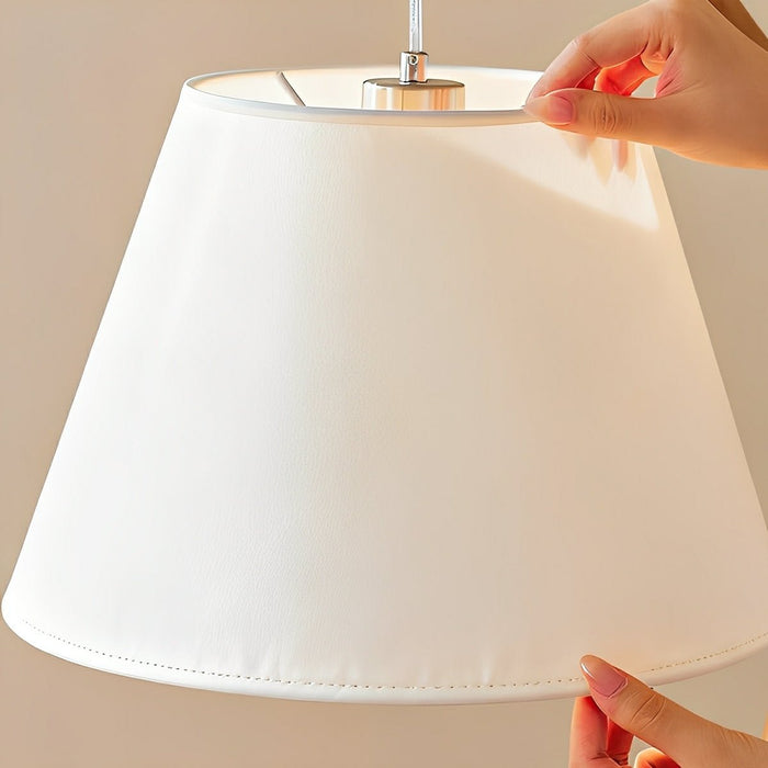 Floor Lamp - Vintage Wood Adjustable Swing Arm - Fabric Shade, Dimmable LED Reading Light