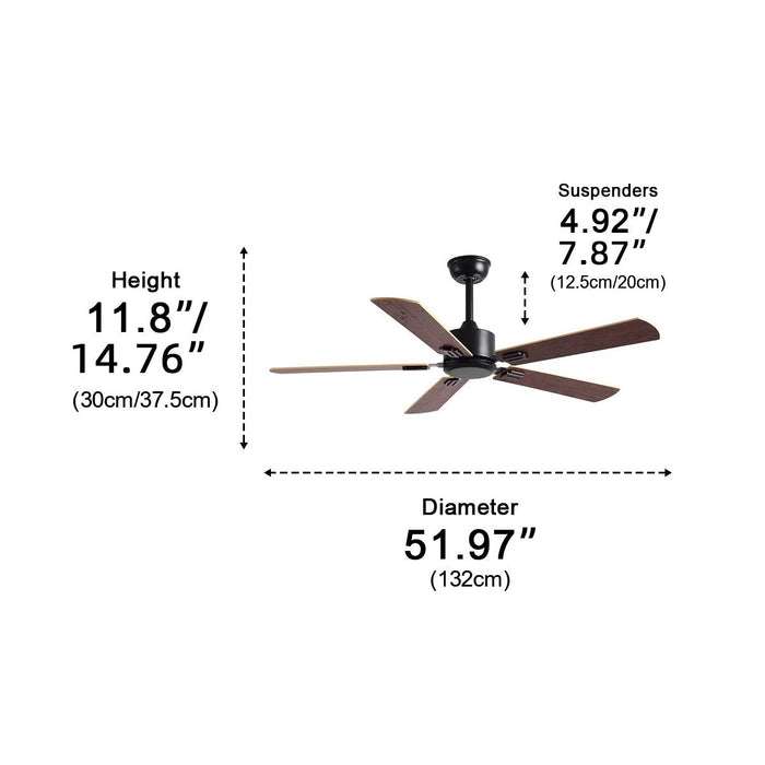 Ceiling Fan - Vintage DC Motor, 6-Speed Reverse Frequency, 5-Blade Design