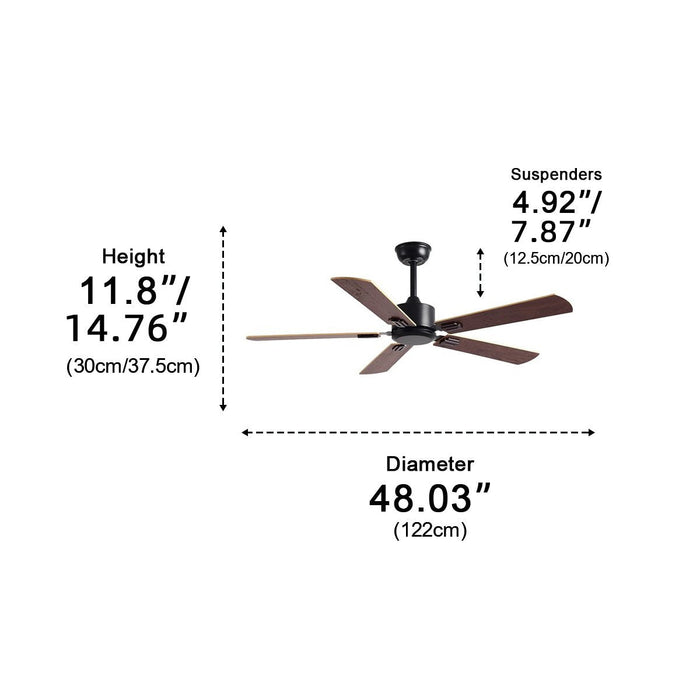 Ceiling Fan - Vintage DC Motor, 6-Speed Reverse Frequency, 5-Blade Design