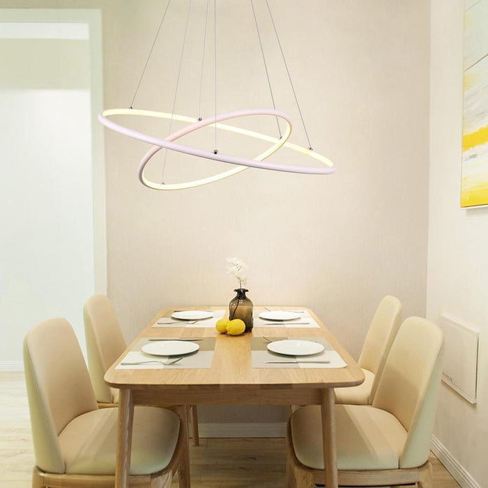 Adjustable 2 Ring Dimmable LED Modern Chandeliers Hanging Ceiling Lights