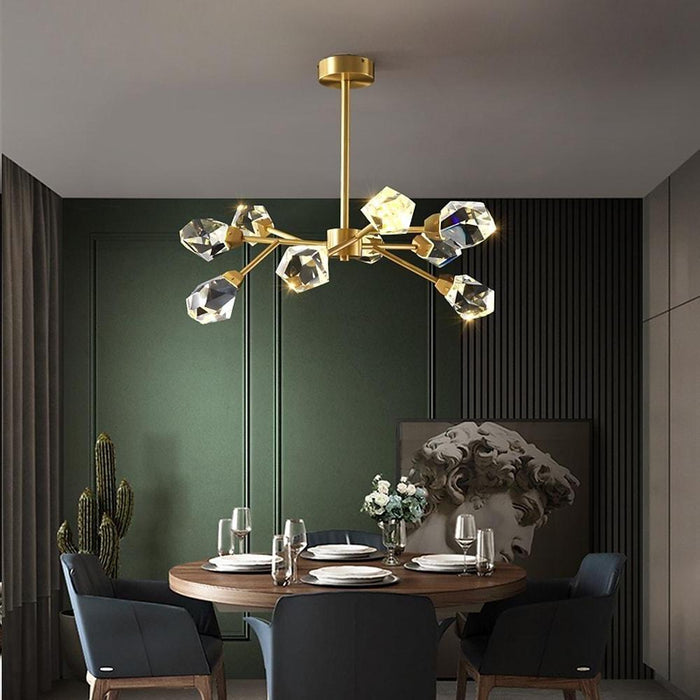 9-Light Electroplated Metal Crystal LED Gold Nordic Sputnik Chandelier