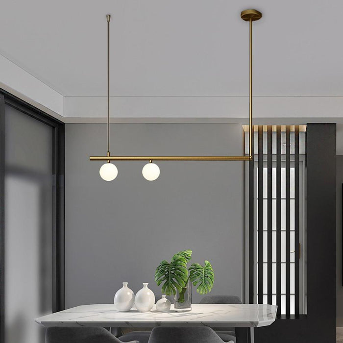 Linear Globe Dining Room Chandeliers Copper Glass Island Kitchen