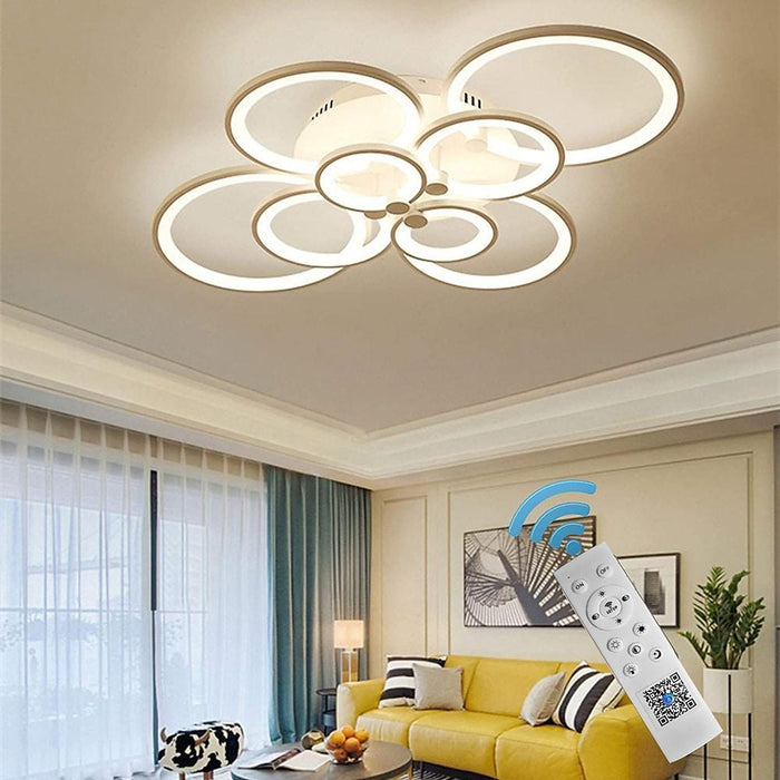 White/Black Acrylic Overlapping Rings LED Semi Flush Mount Ceiling Light