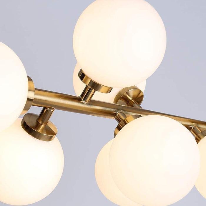 Modern Gold Kitchen Island Light - 16-Light Linear Iron & Global Glass Ceiling Lights Fixture | 48W. 110V. Hardwired. Indoor
