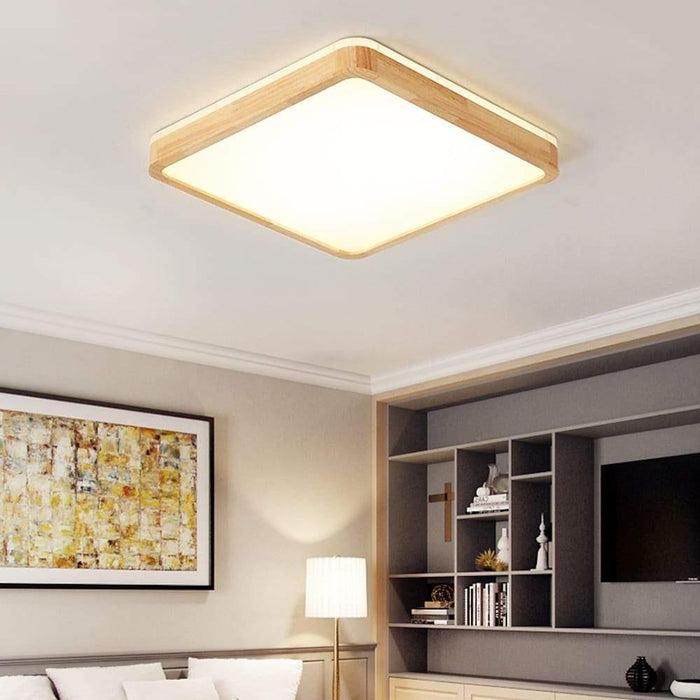 Circular Kitchen Flush Mount Lighting Bamboo Acrylic LED Living Room Ceiling Lights