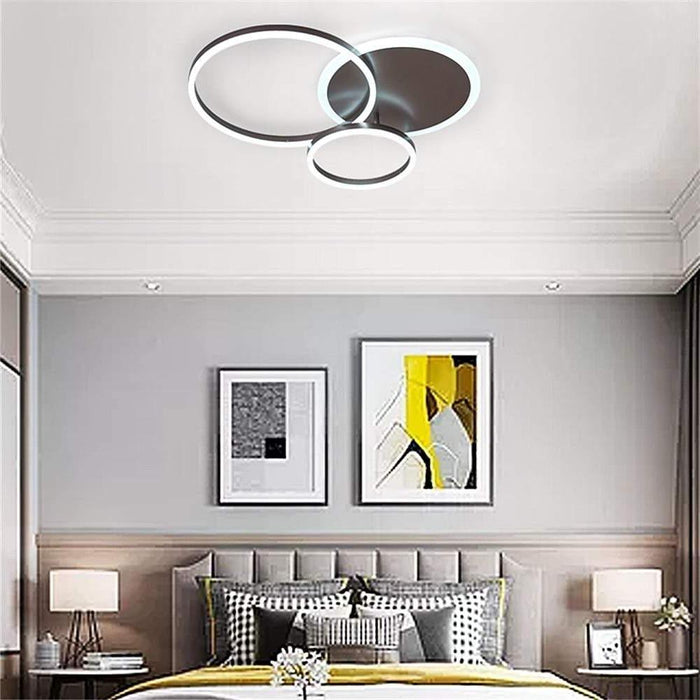 3-Layers LED Modern Circle Flush Mount Light - 3-Color Dimmable. 26x20