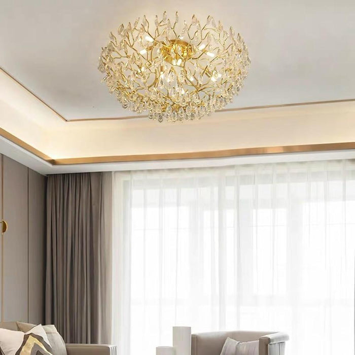 Crystal Contemporary Chandeliers Gold Bedroom Chandelier with10 LED Bulbs