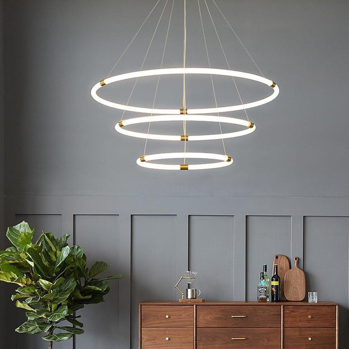 Surround Circle LED Chandelier: 2/3-Light. 4000K. Acrylic