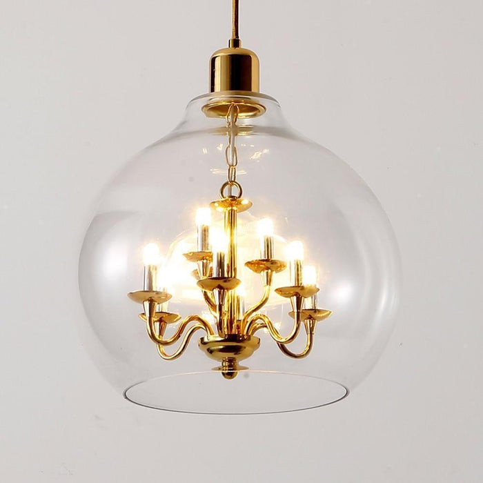 Metal Glass Adjustable Industrial Pendant Lighting with Interior 9 LED Light