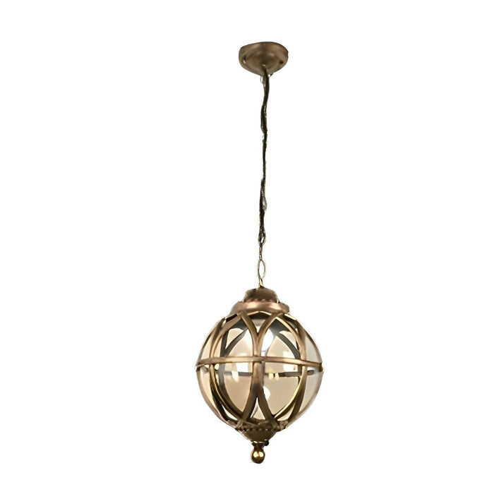 Outdoor Globe Pendant Light - Rustic Waterproof Hanging Lantern, Porch/Patio Entryway Fixture