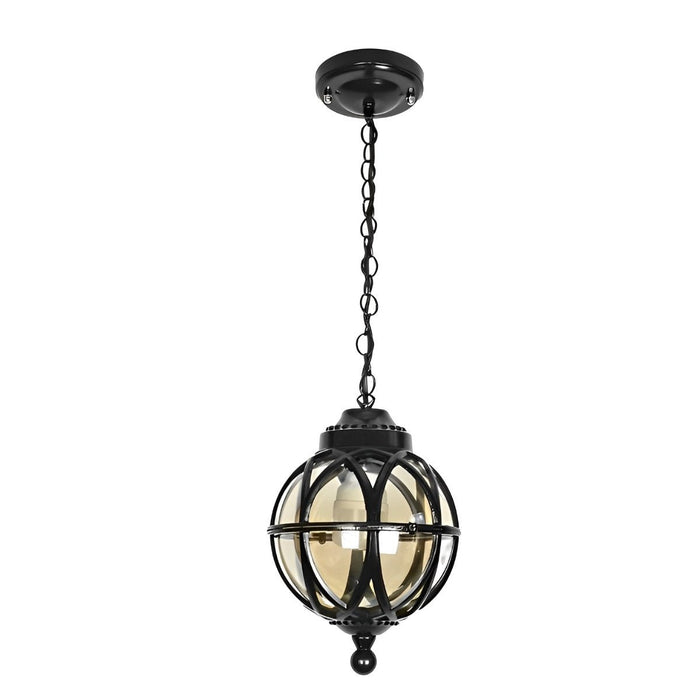Outdoor Globe Pendant Light - Rustic Waterproof Hanging Lantern, Porch/Patio Entryway Fixture