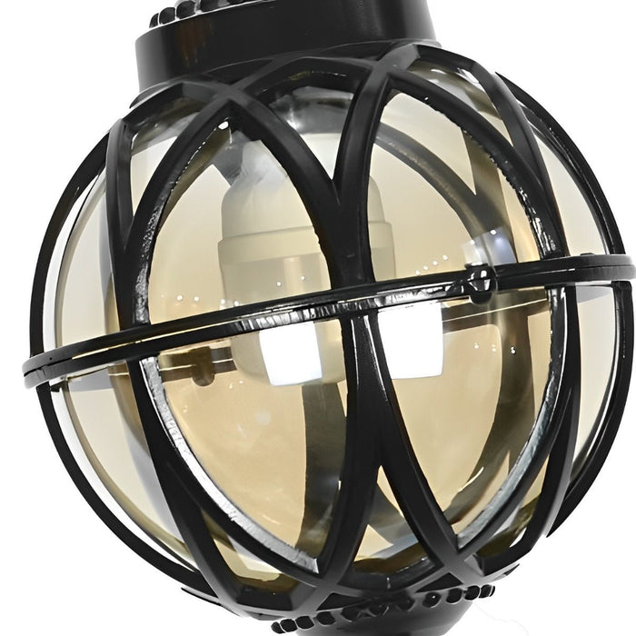 Outdoor Globe Pendant Light - Rustic Waterproof Hanging Lantern, Porch/Patio Entryway Fixture