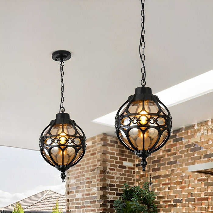 Outdoor Chandelier, Waterproof Aluminum Glass Ball Hanging Light, Garden/Patio/Balcony