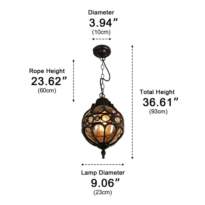 Outdoor Chandelier, Waterproof Aluminum Glass Ball Hanging Light, Garden/Patio/Balcony