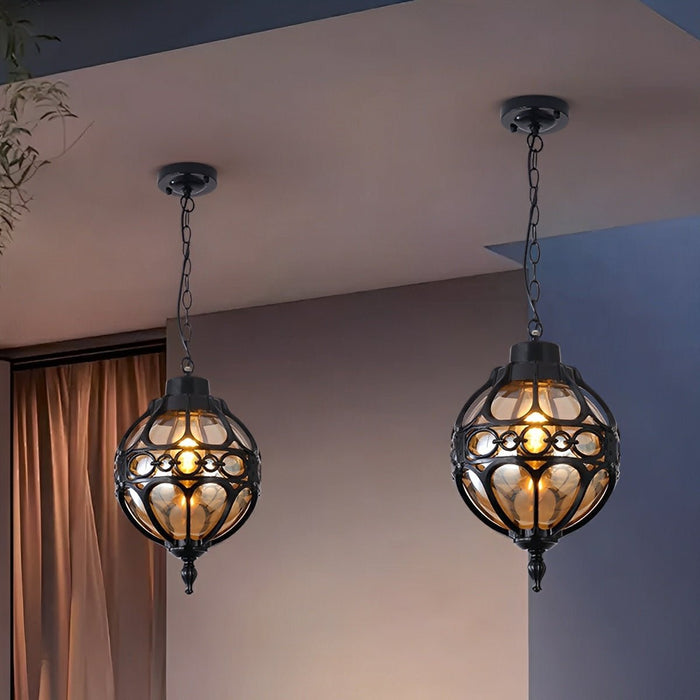 Outdoor Chandelier, Waterproof Aluminum Glass Ball Hanging Light, Garden/Patio/Balcony