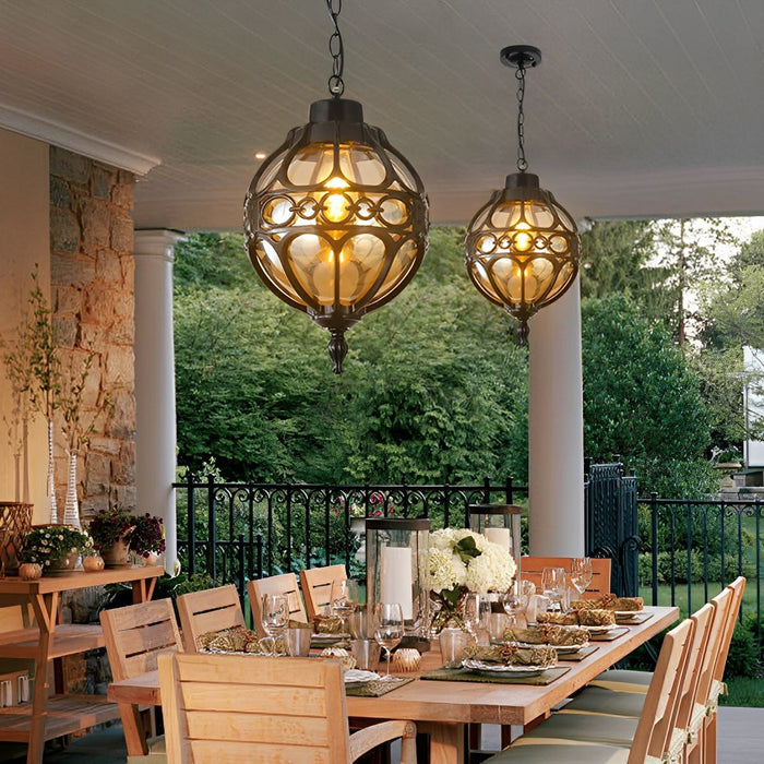 Outdoor Chandelier, Waterproof Aluminum Glass Ball Hanging Light, Garden/Patio/Balcony