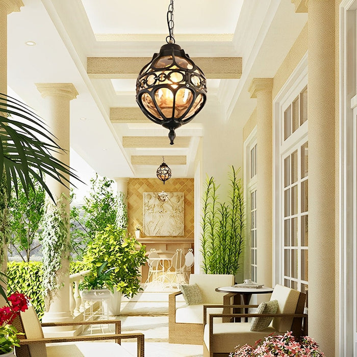 Outdoor Chandelier, Waterproof Aluminum Glass Ball Hanging Light, Garden/Patio/Balcony