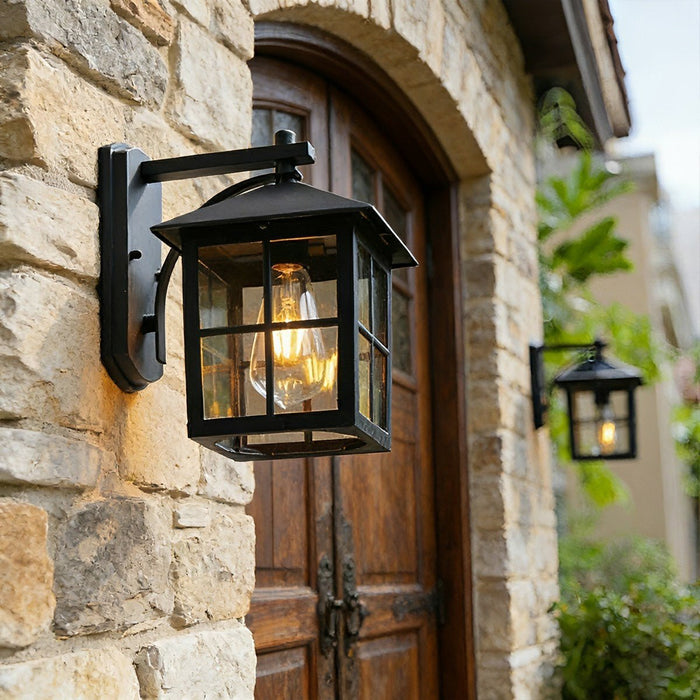 Farmhouse Cross Lantern Outdoor LED Wall Light, Waterproof Porch/Patio, Solar Hardwired, Die-cast Aluminum