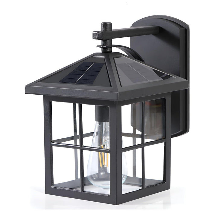 Farmhouse Cross Lantern Outdoor LED Wall Light, Waterproof Porch/Patio, Solar Hardwired, Die-cast Aluminum