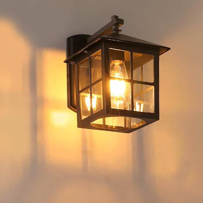 Farmhouse Cross Lantern Outdoor LED Wall Light, Waterproof Porch/Patio, Solar Hardwired, Die-cast Aluminum