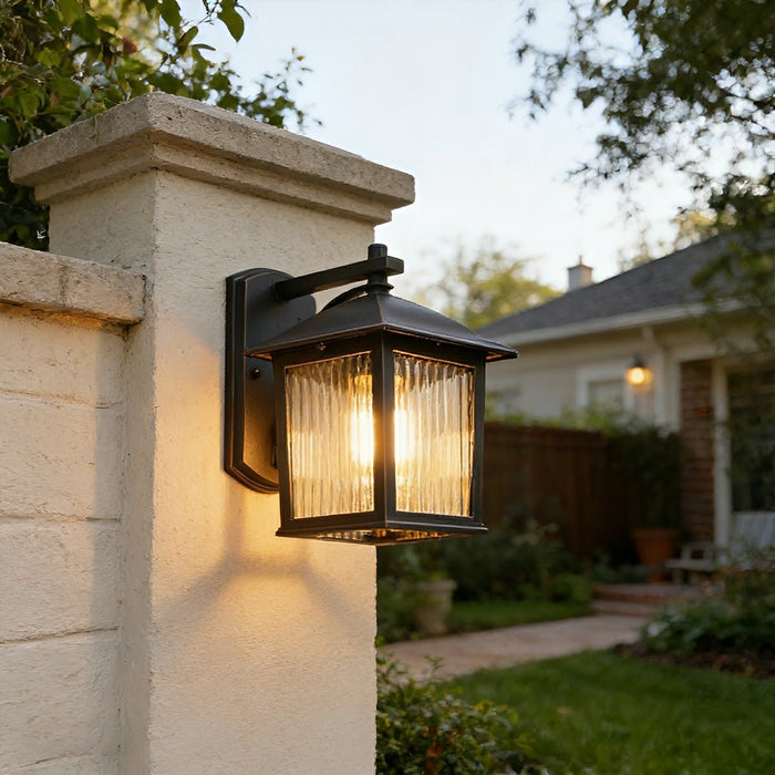Farmhouse Cross Lantern Outdoor LED Wall Light, Waterproof Porch/Patio, Solar Hardwired, Die-cast Aluminum