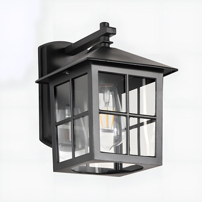 Farmhouse Cross Lantern Outdoor LED Wall Light, Waterproof Porch/Patio, Solar Hardwired, Die-cast Aluminum