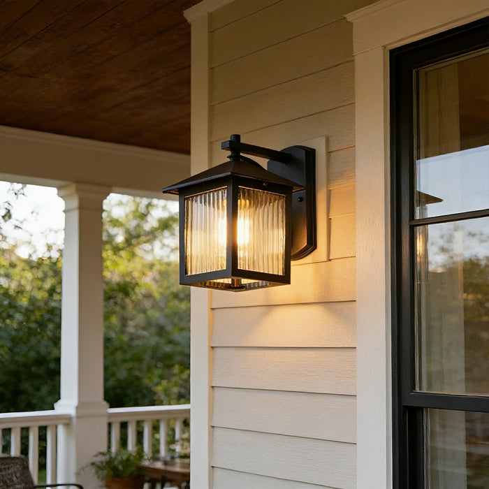 Farmhouse Cross Lantern Outdoor LED Wall Light, Waterproof Porch/Patio, Solar Hardwired, Die-cast Aluminum