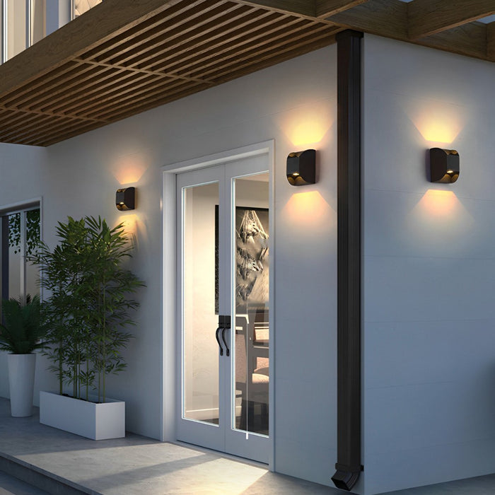 Waterproof Black Up and Down LED Outdoor Wall Sconces - Modern Exterior Lighting Fixture