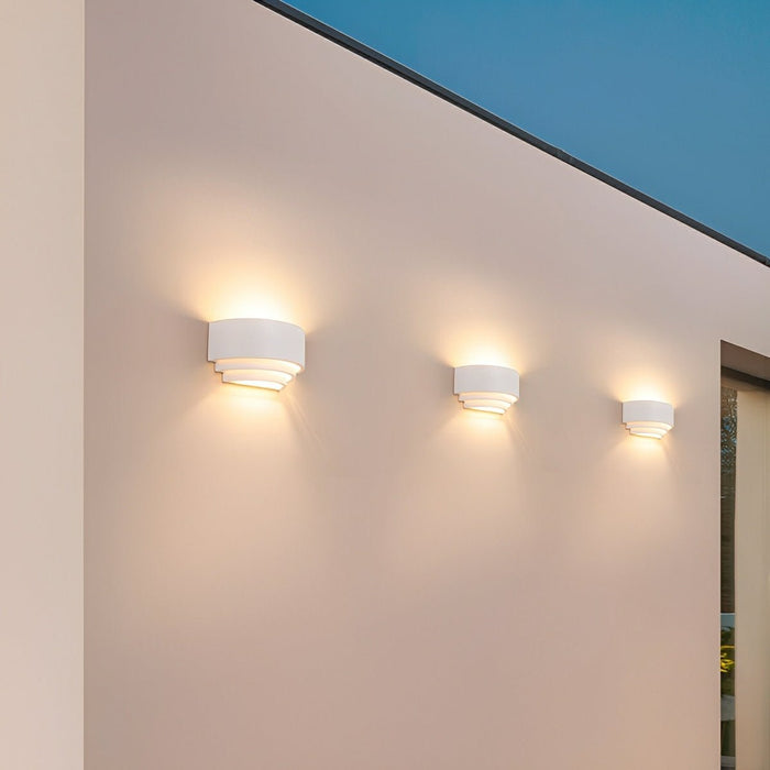 Concrete Tiered Up/Down LED Outdoor Wall Light - Modern, Weatherproof Accent Sconce, Exterior Lighting