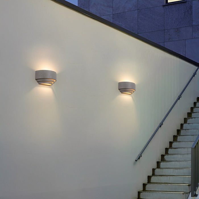 Concrete Tiered Up/Down LED Outdoor Wall Light - Modern, Weatherproof Accent Sconce, Exterior Lighting