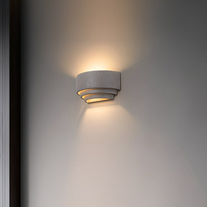 Concrete Tiered Up/Down LED Outdoor Wall Light - Modern, Weatherproof Accent Sconce, Exterior Lighting