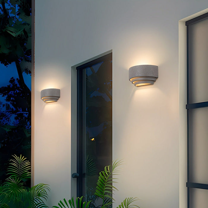 Concrete Tiered Up/Down LED Outdoor Wall Light - Modern, Weatherproof Accent Sconce, Exterior Lighting