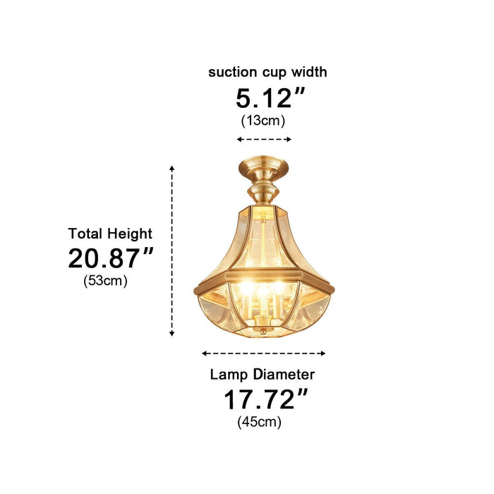Luxury Diamond Glass Waterproof Outdoor LED Ceiling Light - Copper Finish, Elegant Design