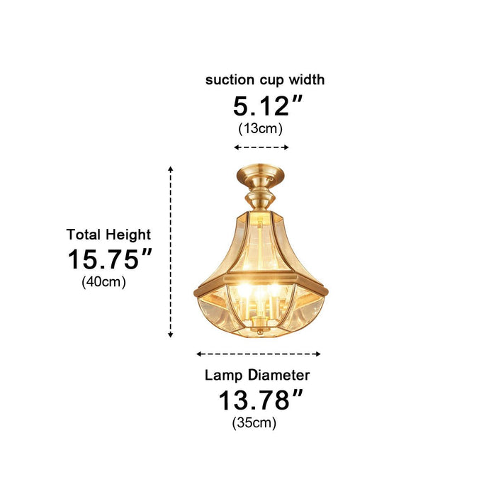 Luxury Diamond Glass Waterproof Outdoor LED Ceiling Light - Copper Finish, Elegant Design