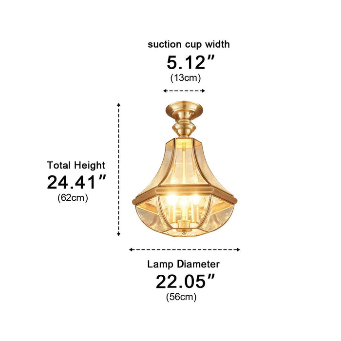 Luxury Diamond Glass Waterproof Outdoor LED Ceiling Light - Copper Finish, Elegant Design