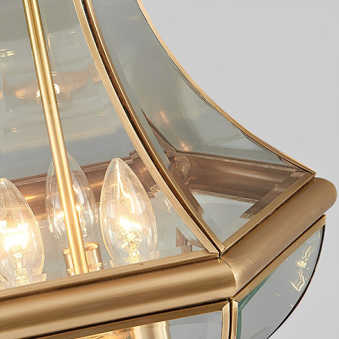 Luxury Diamond Glass Waterproof Outdoor LED Ceiling Light - Copper Finish, Elegant Design