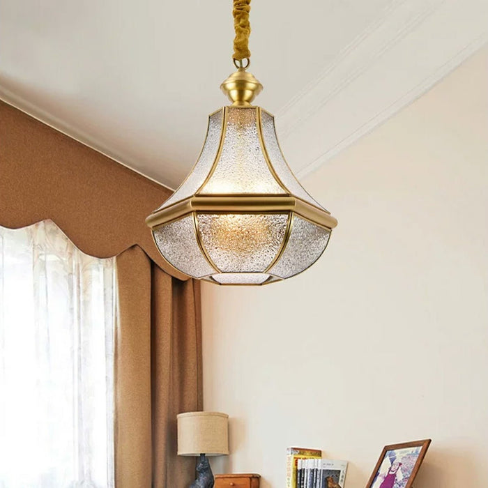 Outdoor Pendant Light - Waterproof Copper Diamond LED Fixture, Luxury Exterior Lighting