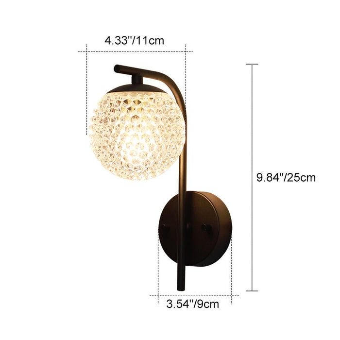Crystal Globe LED Outdoor Wall Sconce - Modern, Weatherproof, Exterior Lighting Fixture for Patio, Porch, Front Door