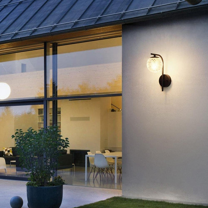 Crystal Globe LED Outdoor Wall Sconce - Modern, Weatherproof, Exterior Lighting Fixture for Patio, Porch, Front Door